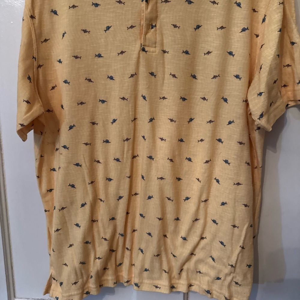 Haggar Clothing Men's Yellow Fish Short Sleeve Polo Shirt Size L - Picture 7 of 10